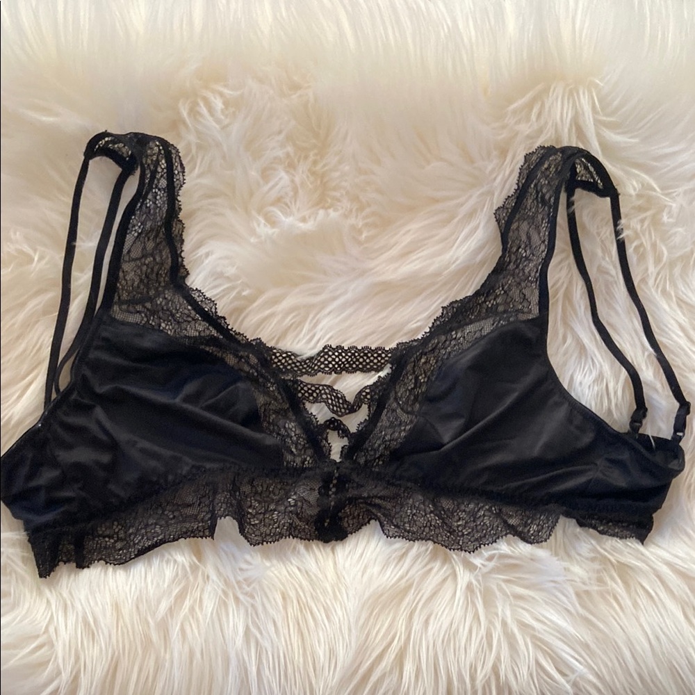 Victoria's Secret Black Lace Bralette with Criss-Cross Detail